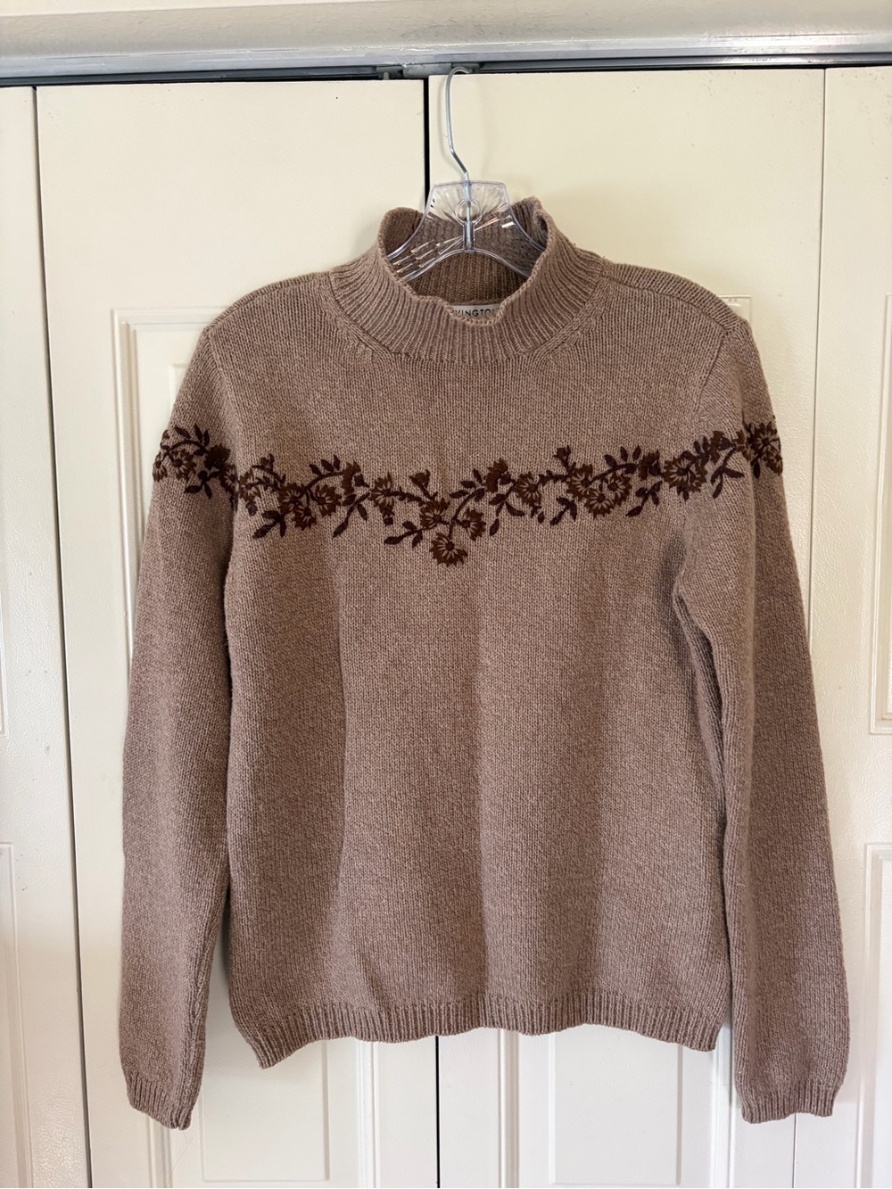 Vintage Covington Womens Embrodiered Wool Cottagecore Sweater LG Preppy Boho